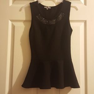 Charlotte Russe Black Peplum Top Jewel Neck